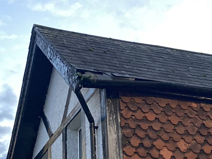 Gable end with new bargeboards and clay tiles