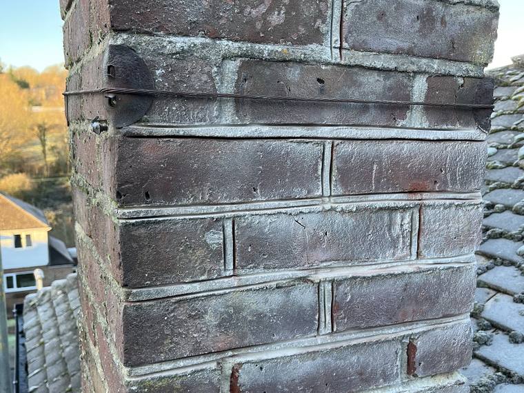 Repointed brick chimney stack